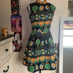 Vintage Moon 60s Patterned Sleeveless Dress
